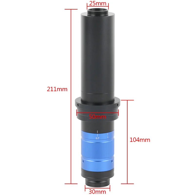 W050 W075 Barlow Lens Adjustable 0.7X-5.6X Continuous Zoom C-mount Lens Monocular For HDMI USB Digital Video Microscope Camera view 5