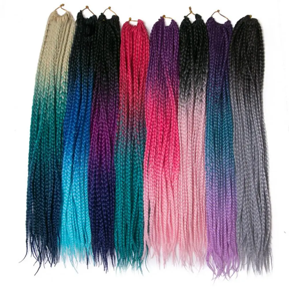 60cm Punk Hair Extension Women Braided Color Block Wig Braid Hair Ombre Blonde Twist Crochet Curly Hair Colorful Braided Wigs