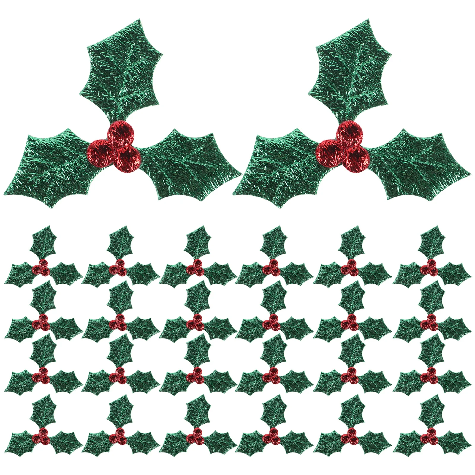 

100Pcs Christmas Artificial Berry Green Leaf Picks Portable Costume Decorations for DIY Hanging Ornament Festive Party Holiday