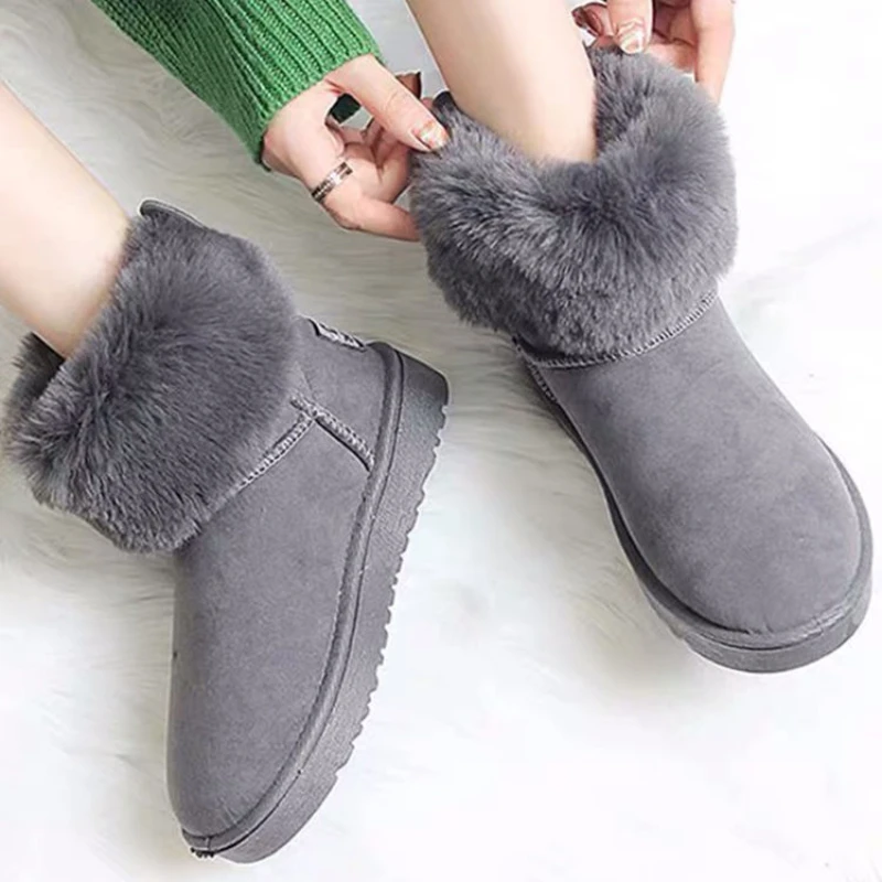 Sweety Ankle Boots Women Winter Shoes Suede Woman Snow Boots Rabbit Ear Women\'s Furry Botas De Mujer Warm Plush Cotton Shoes