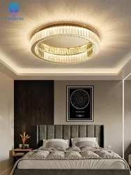 New Modern Simple Crystal Circle Lamp Ceiling Chandelier Living Room Bedroom Study Decorative Led Indoor Lighting