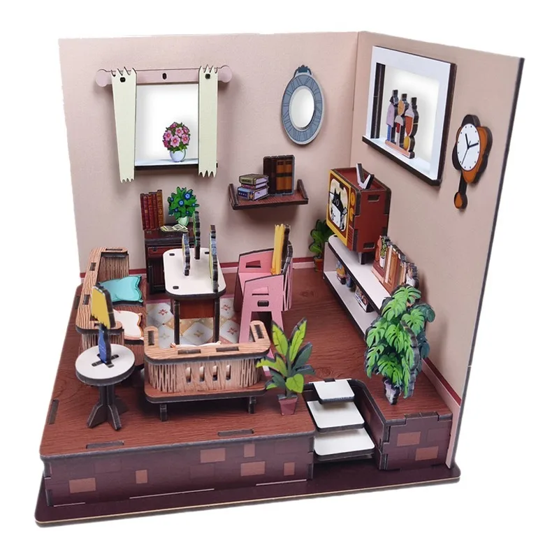 

Wooden Puzzle for Adults Warm Living Room Home Decor DIY 3D Model Building Handcraft Ornament Stress Relief Toy Festival Gifts
