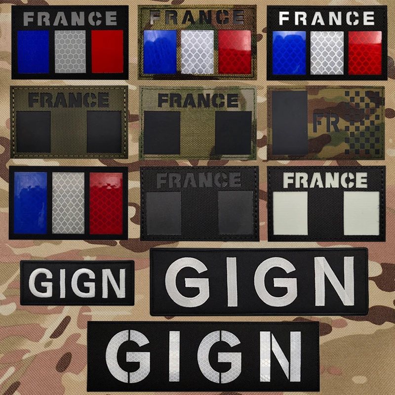 France Infrared Reflective IR Patch GIGN Emblem Tactical Armband Badges Decorative Hook Patches