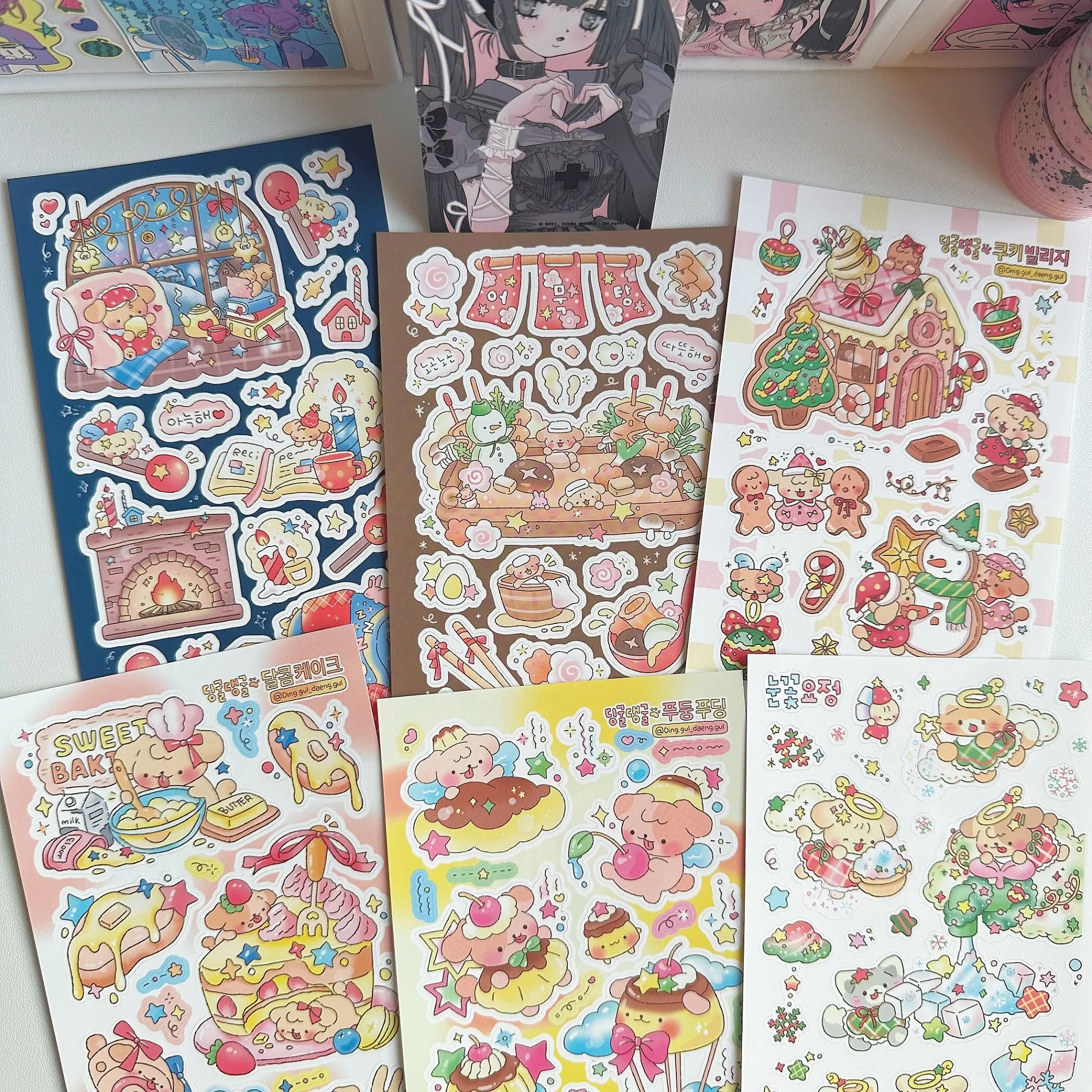 1/6PCS Korean Cute Cartoon Graffiti Dog Stickers Hand Account Planner Diary Notebook Scrapbook DIY Decorative Stickers