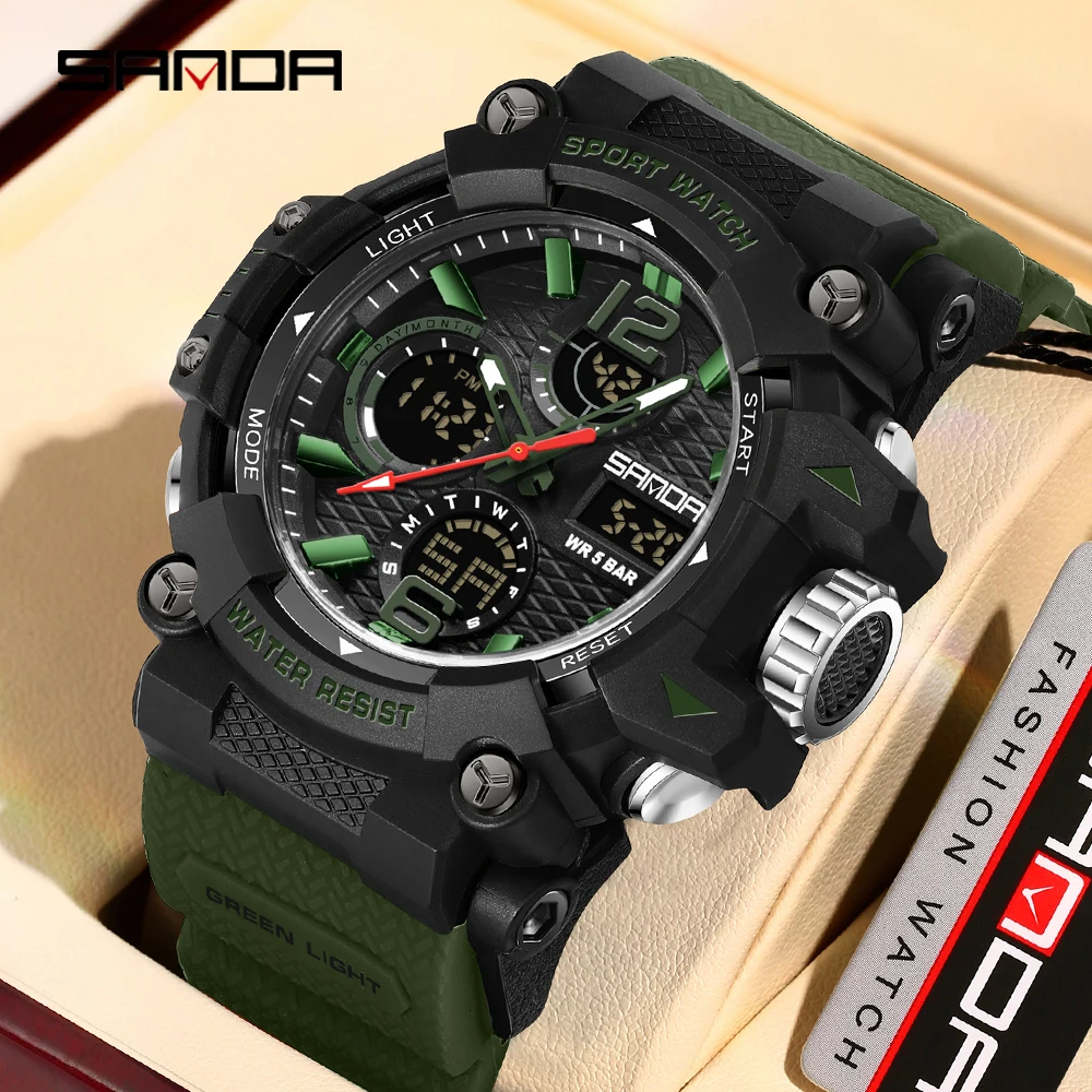 Fashion SANDA New 6276 Student Electronic Watch Sports Waterproof Multifunctional LED Men's Electronic Watch Timing Alarm Clock