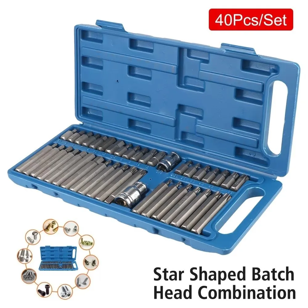 

40pcs CHROME VANADIUM Batch Head Set Hexagonal with Storage Box Wrench Set hex Star Torx Car Repair Tools Car Repair