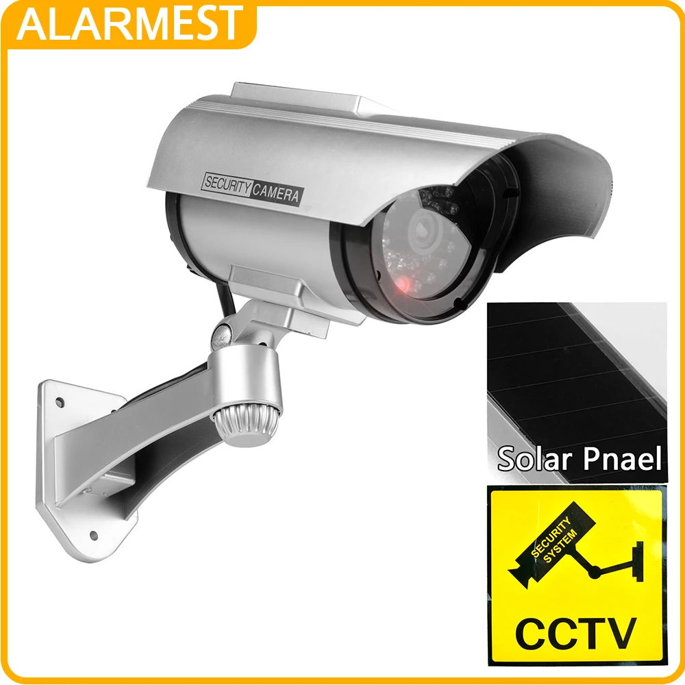 Solar Power Fake Camera Dummy Waterproof Security CCTV Surveillance Camera With Flashing Red Led Light Outdoor Indoor