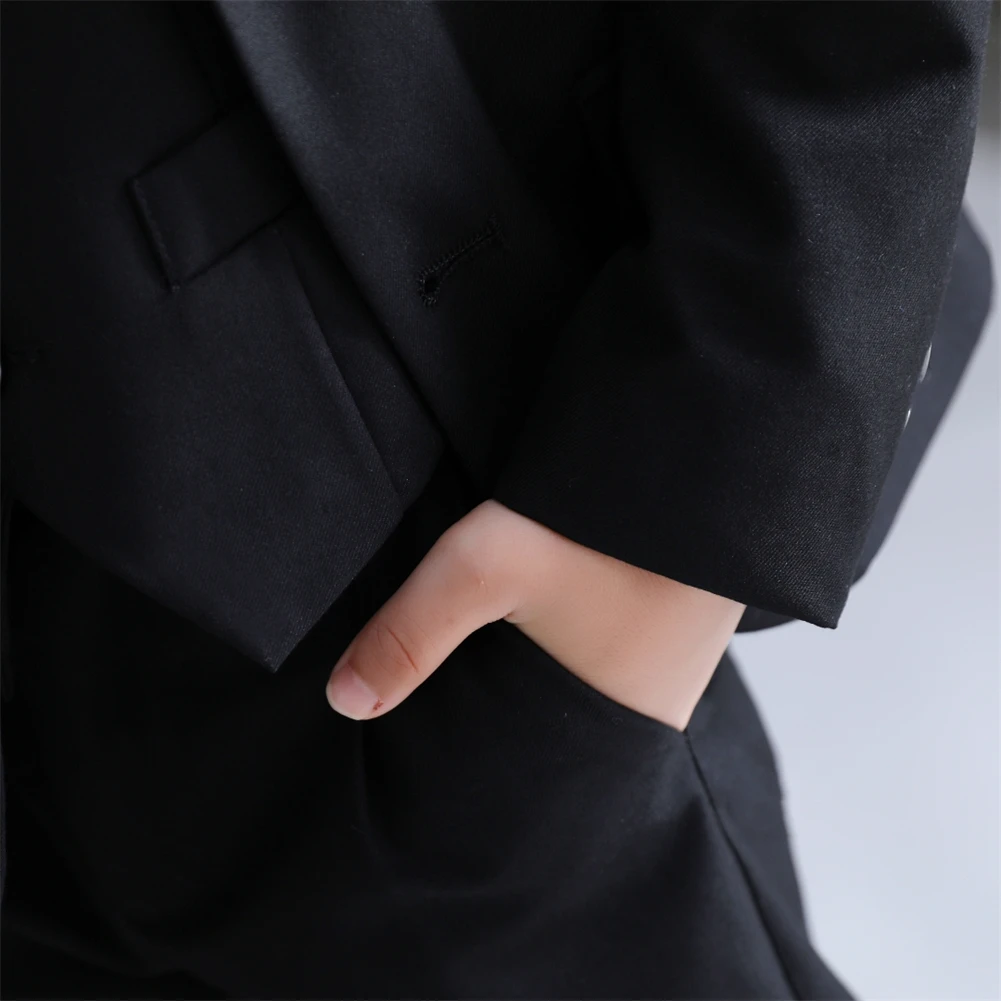 Brand Selection Schwarzes Anzugset für Kinder von 3–14 Jahren, dreiteiliges formelles Anzugset für Jungen für Hochzeit, Kommunion, Schulanfang – Detail 5