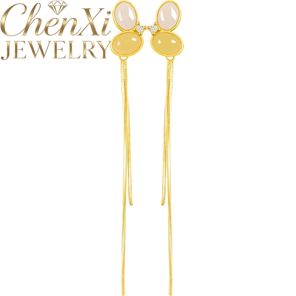 Authentic Natural Old Material And Tianyu Jade Butterfly-Shaped Earrings For Women S925 Quality Simple Elegant Earrings Jewelry