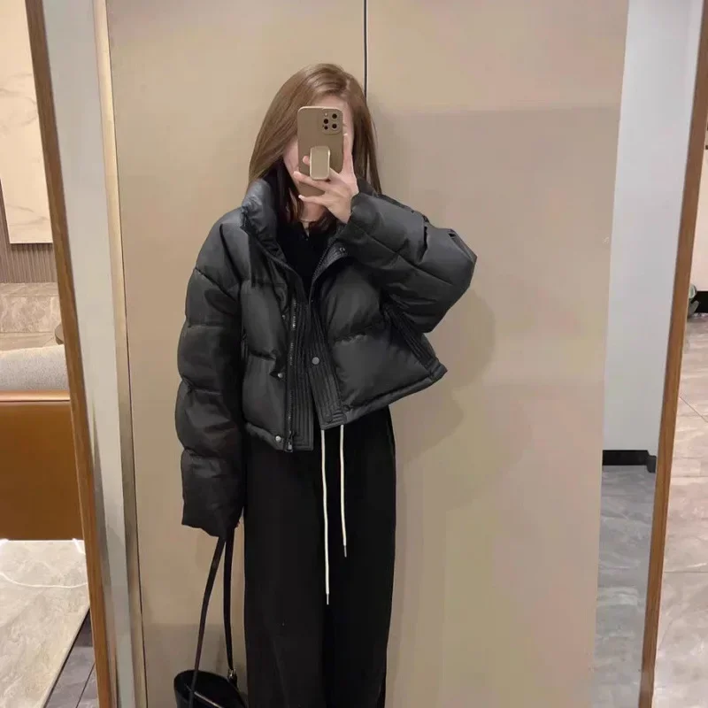 

2025 Winter Women‘s Short Padded Coat, Thickened Stand Collar Easy Care Jacket, Small Size Warm Fashion Outerwear