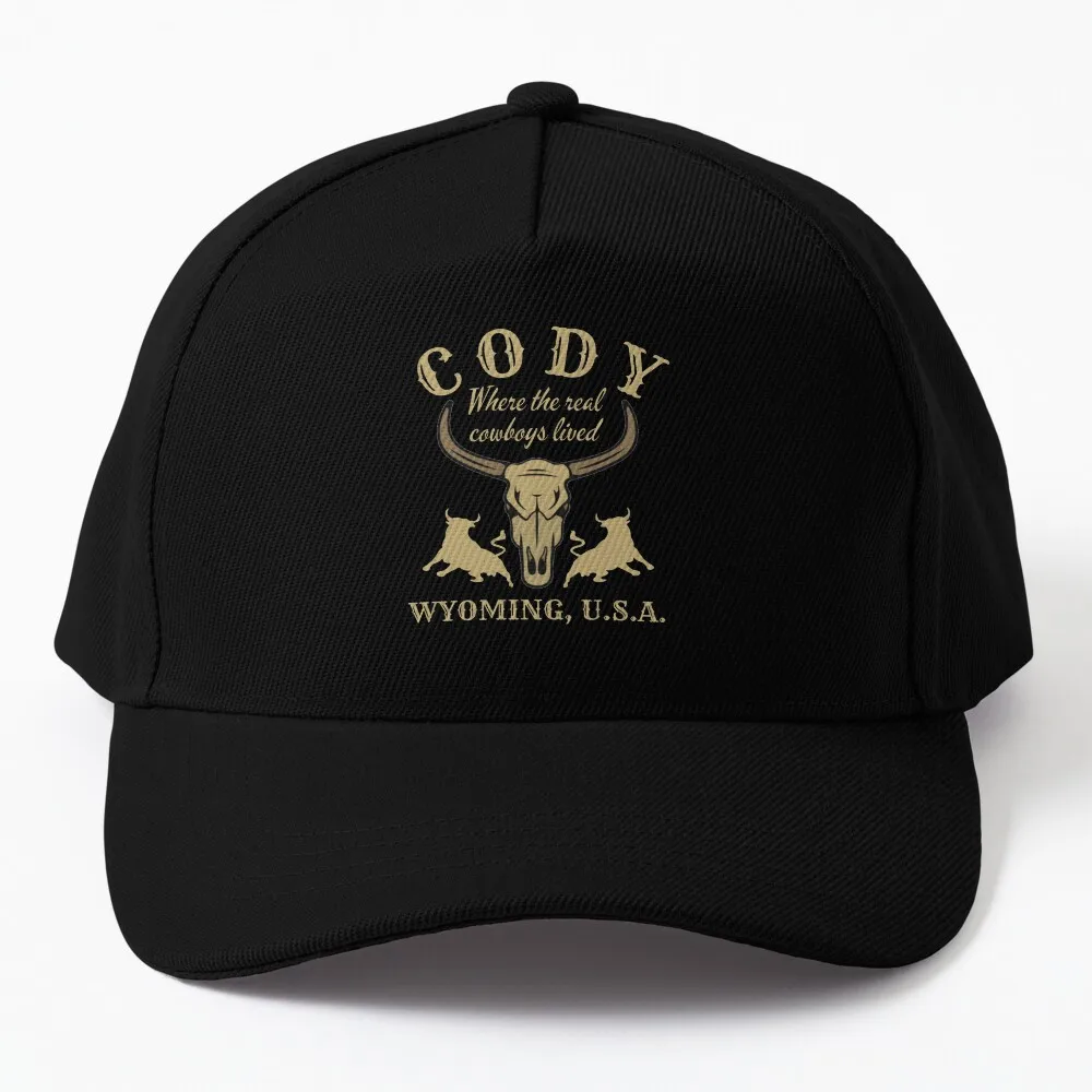 Retro Cody, Wyoming, U.S.A., Tan Text- Vintage Cowboy / Vintage Western Baseball Cap derby hat Streetwear Men's Cap Women's