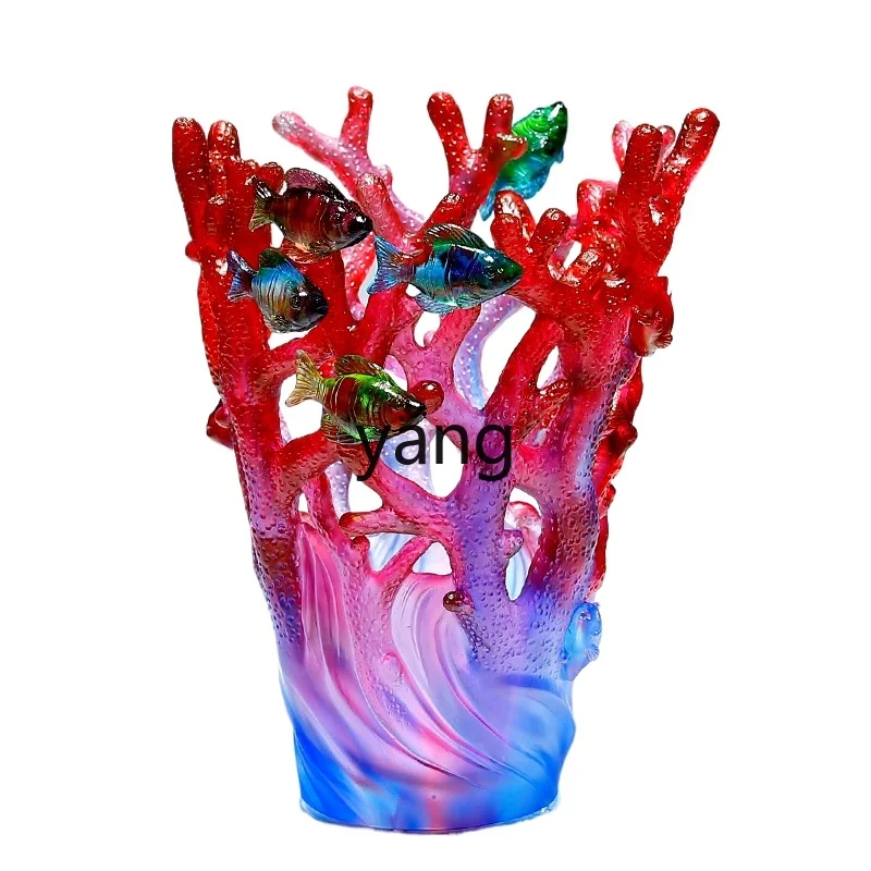 

CX ancient glass artwork creative coral vase ornament