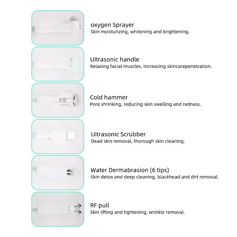 6 in 1 Multifunctionele Diepe Reiniging Zuurstof Bubble Aqua Peeling Hydrodermabrasie Huidverzorging Hydro Hydra Water Facial Machine