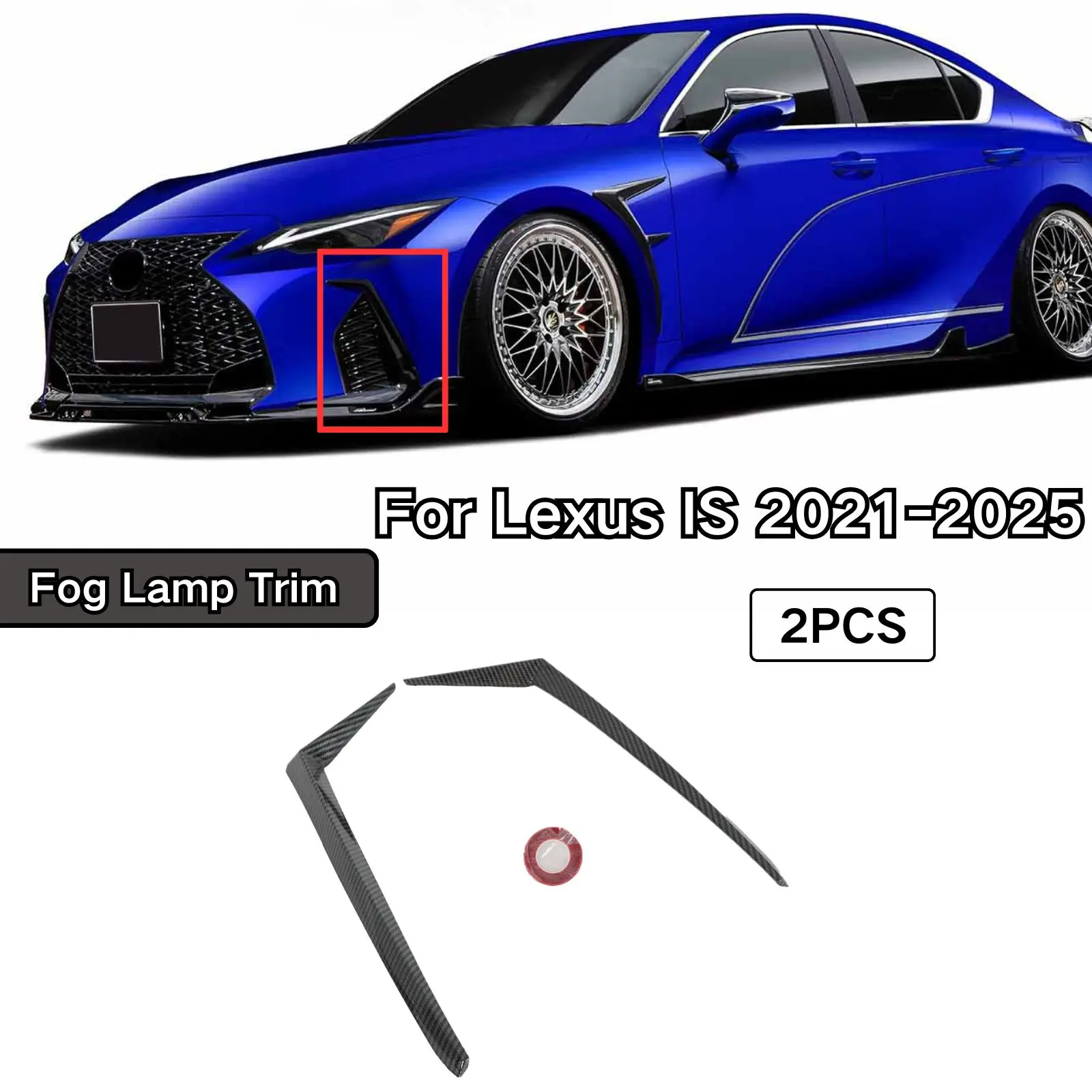 Fog Lamp Trim For Lexus IS 2021-2025 All Models  (IS300 Only Suitable For F-Sport ) Glossy Black Carbon Fiber Painted Plastic