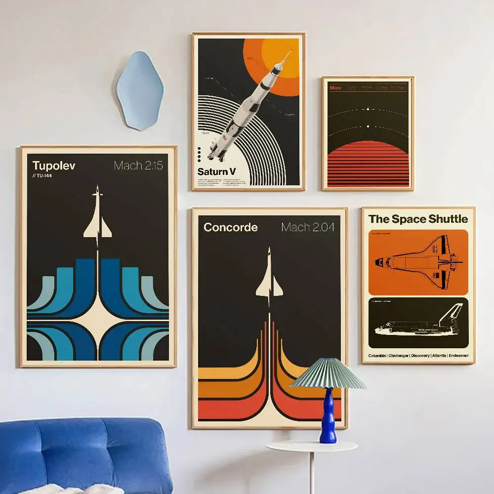 Minimalist Iconic Aviation Supersonic Poster Self-adhesive Art Room Entrance Restaurant Wall Decor Art Painting