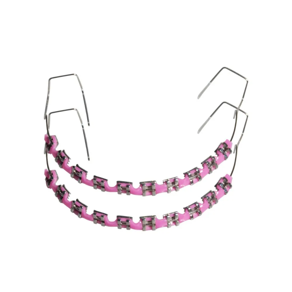 

1 Pair Colorful Temporary Tooth Decoration with Metal Wires Dental Decorations Orthodontic Ligature Ties Fake Brackets Braces
