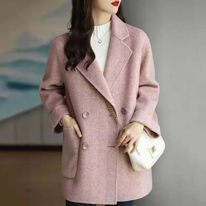 2024 New Thick Overcoat Mid-length Loose-fitting Slimming High-quality Suit Jacket