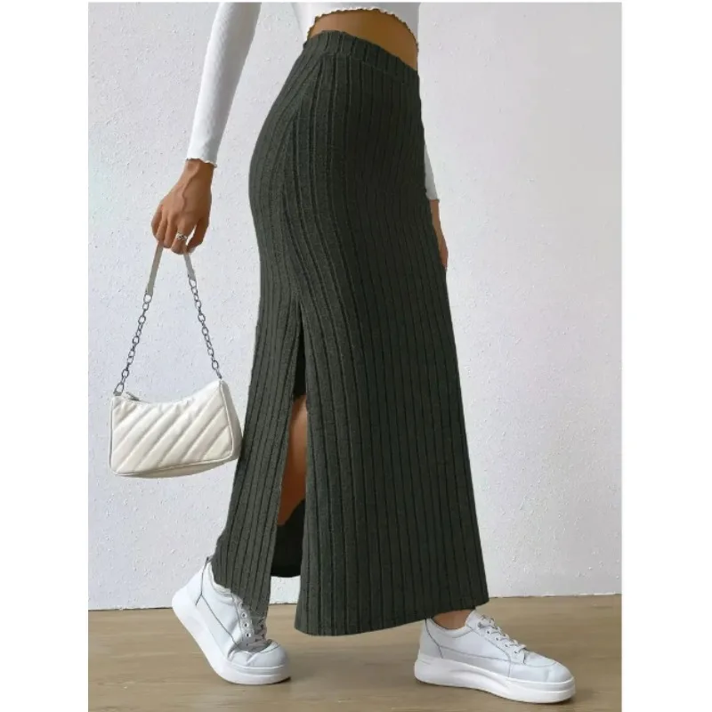 المرأة تنورة الربيع الصيف والخريف عالية الخصر مطاطا سليم الورك محبوك مثير Bodycon ميدي تنورة الملابس النسائية