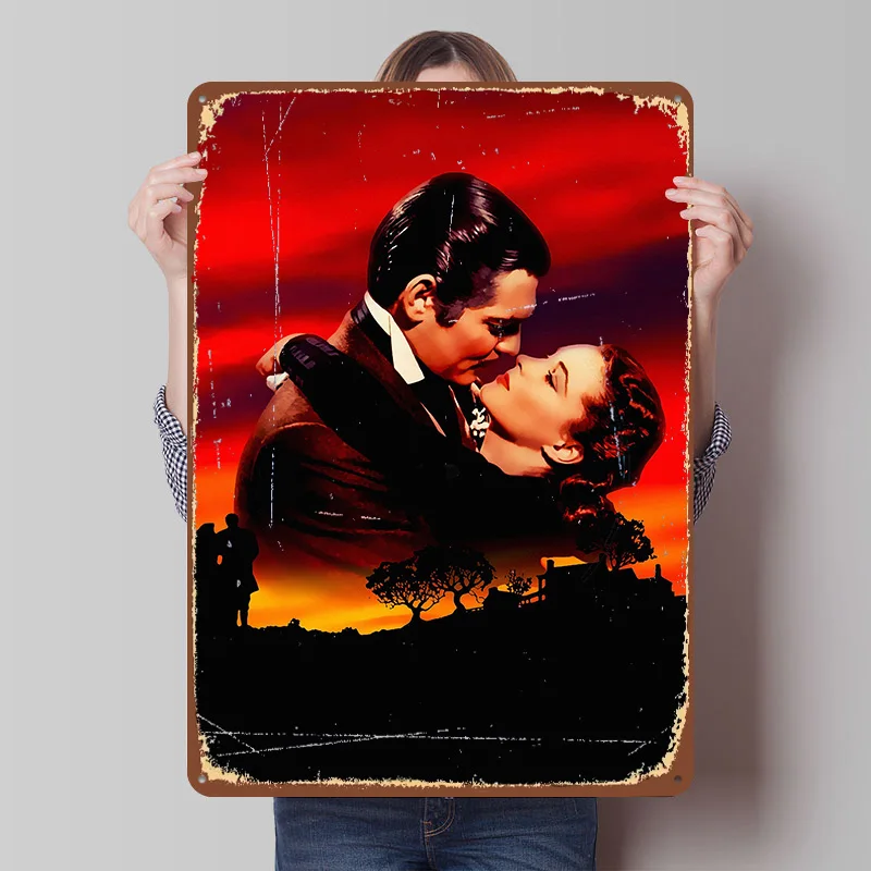 „Gone With the Wind“ Blechschild Poster – Personalisierte Retro-Vintage Metallschilder für Raum- und Schlafzimmerdekoration, Ästhetisches Hausdekor