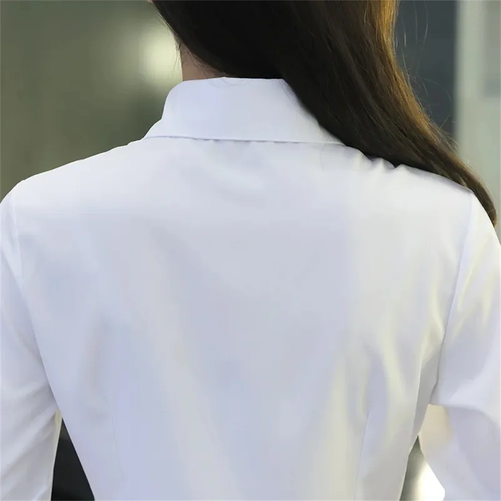 Oversized Solid White Black Professional Shirt Women Long Sleeve Slim Formal Work Spring Autumn New Basic Office OL Blouse Top