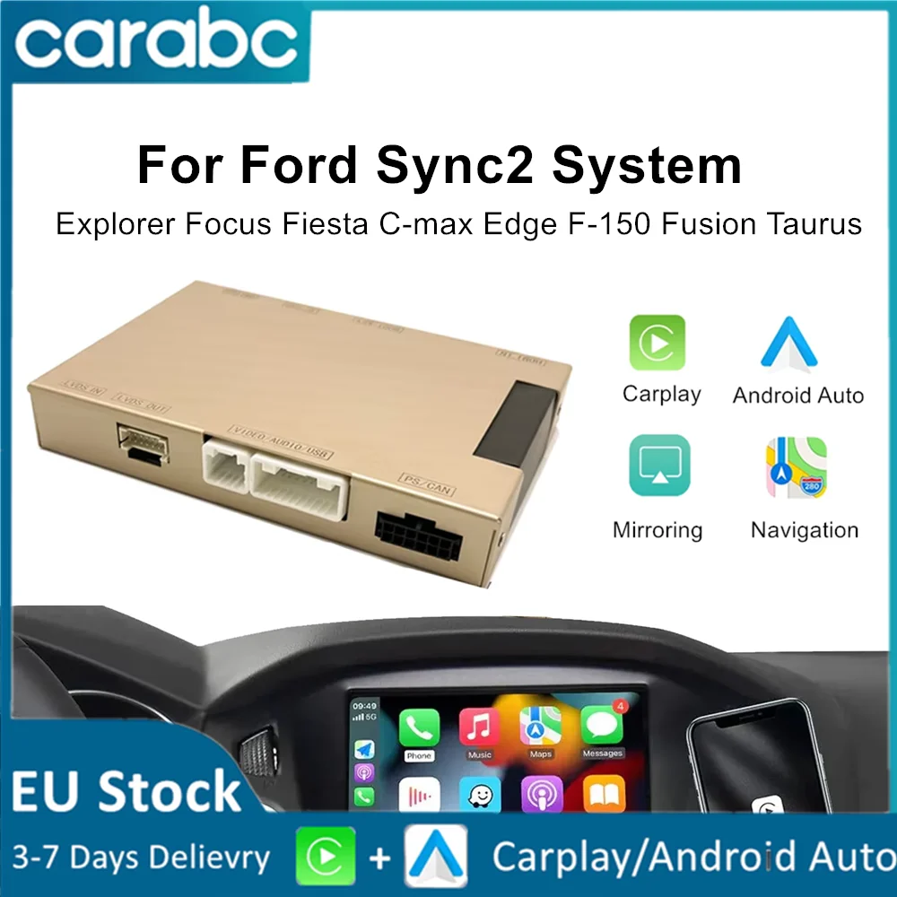 CARABC Kabelloses Carplay Android Auto GPS-Navigationssystem für Ford Sync 2 System Explorer Focus Fiesta C-Max Edge F-150 Fusion Taurus