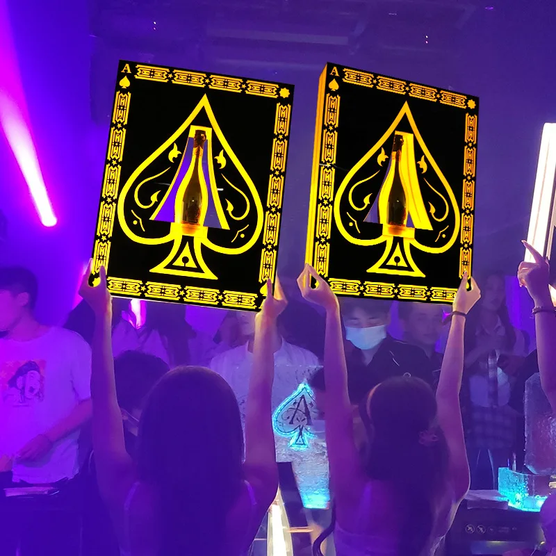 

GlowBar Rechargeable Flashing Ace of Spade Champagne Glorifier Display LED Card Poker VIP Bottle Presenter For Bar Nightclub