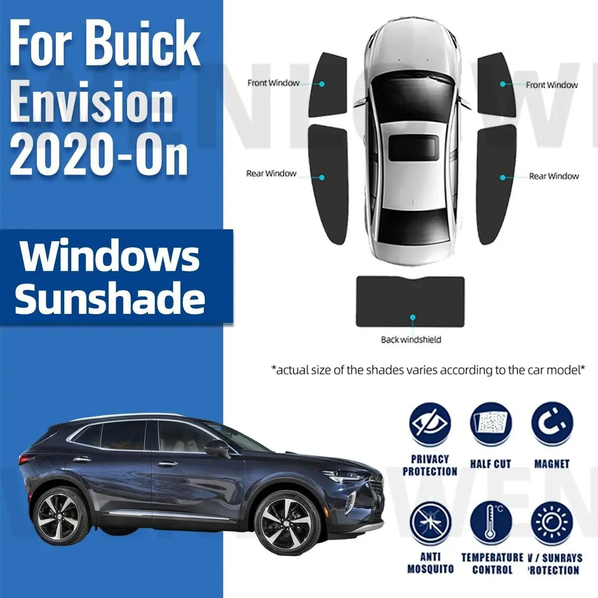 

For Buick Envision 2020 2021 2022 2023 2024 Car Sunshade Shield Front Rear Windshield Curtain Side Baby Window Sun Shade Visor