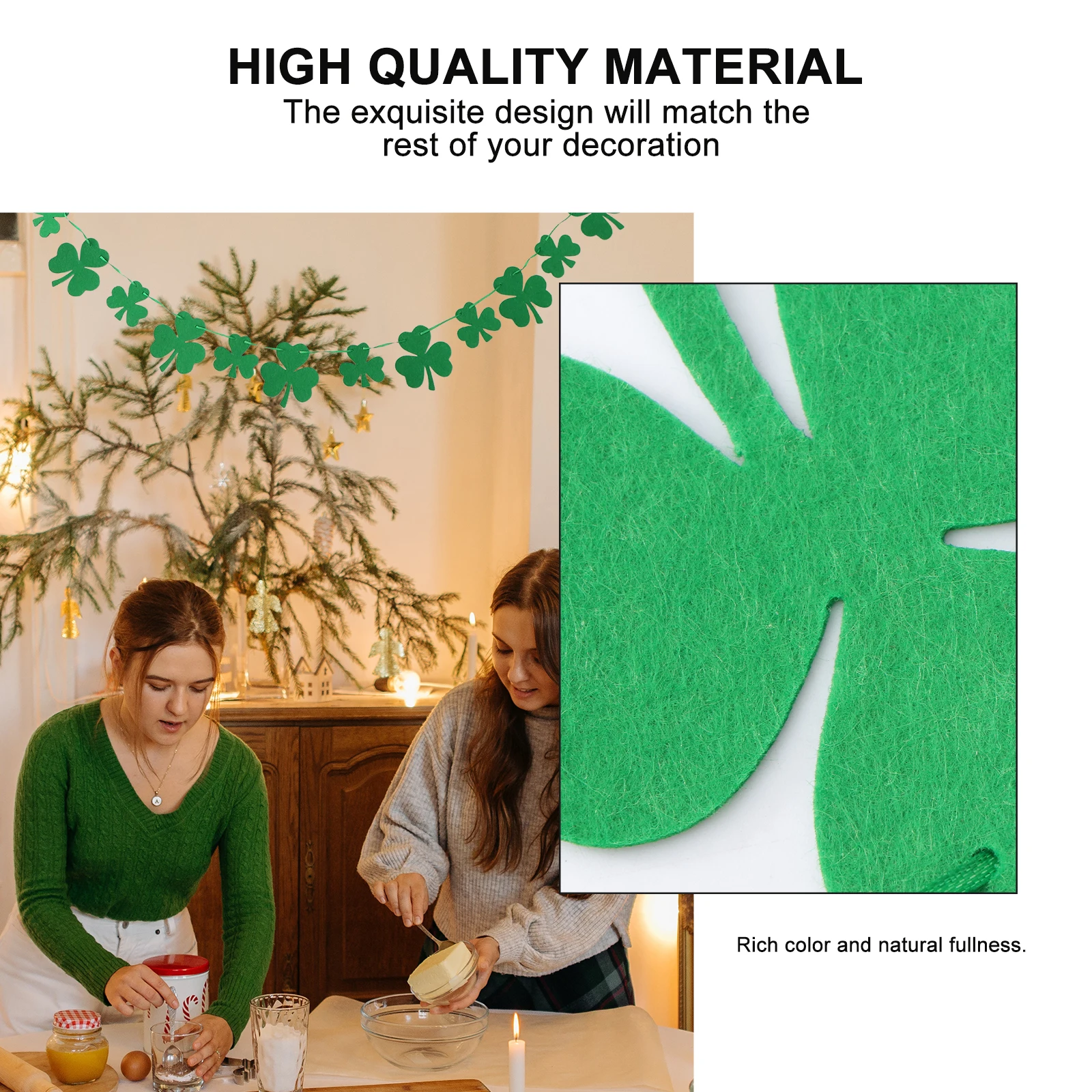 

2Pcs Clover St Patrick Day Party Supplies Home Bar Party Supply Decoration Shamrock Bunting Banner Layout Prop