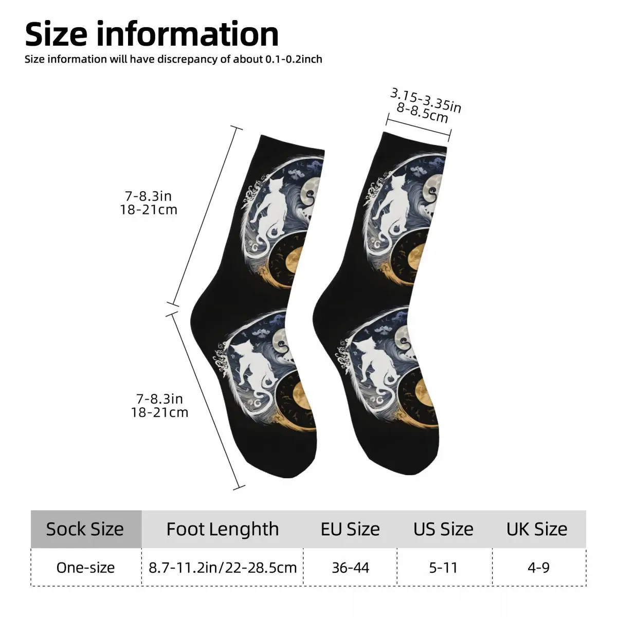 Yin And Yang Spiritual Black And White Cats Men Women Socks Windproof Novelty Spring Summer Autumn Winter Stockings Gift