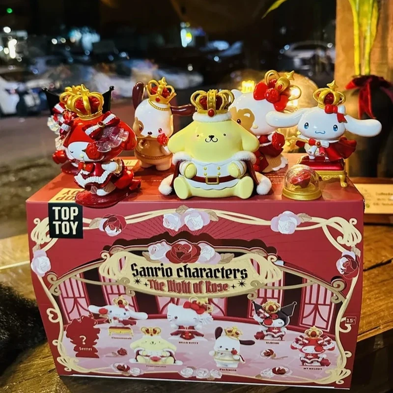 Echte Toptoy Sanrio Family Rose Night Blind Box Trendy Speelgoed Leuke Cartoon Figuur Ornament Dollssurprise Kinderen Kerstcadeau