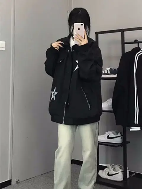 Senhoras jaquetas jeans para mulher feminino peludo ajustável botão-up ulzzang impressão floral impressão preppy textura artes duplo-deck