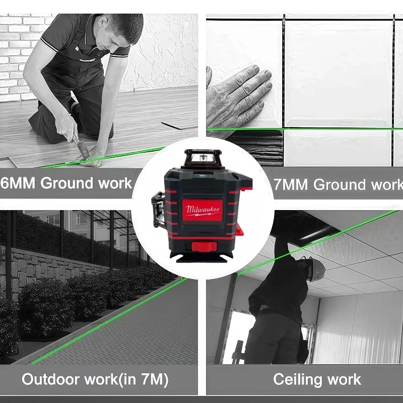 Milwaukee 4 Sides*360 Degree Vertical  Laser Level Green Beam 16 Lines Self-leveling Vertical Cross Line Lase Tool