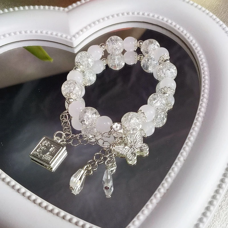 Rotes Perlen armband im chinesischen Stil für Frauen, die Schmetterlings quasten ketten anhänger armbänder mit dunklem gotischem Schmuck – Detail 5