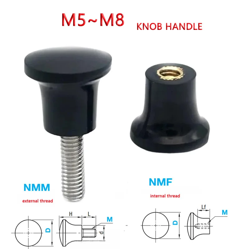 

1pcs Mushroom Shaped Knob Handle Phenolic Resin Internal Thread Type NMF External Thread Type NMM5/6/8-17/21/2533