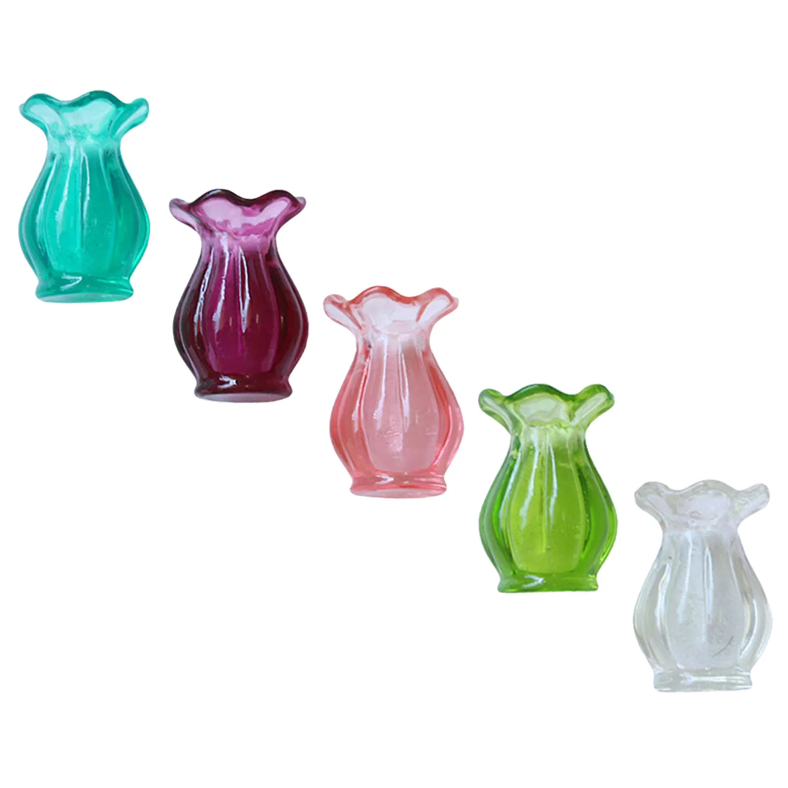 Juego de jarrones en miniatura de 5 uds., Mini artesanía de resina para decoración de micropaisaje, adorno de escritorio para el hogar, decoración de jarrón para encimera