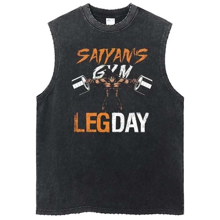 Dragon Ball japanische Anime bedruckte gewaschene Weste für Männer und Frauen Retro übergroße Mode Sommer GYM Tank Top Street Wear Unisex