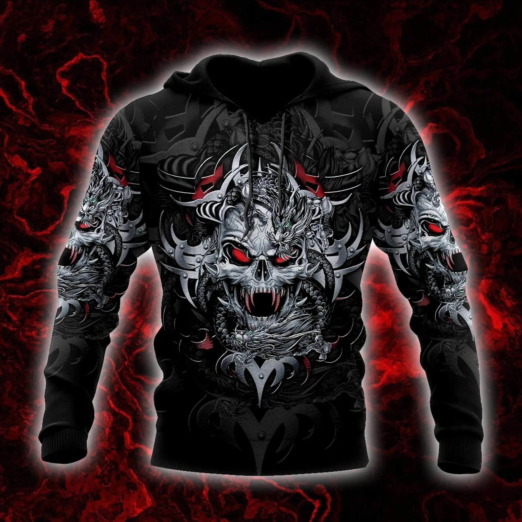  Autumn Vintage Hoodie Men Skull Flaming Graphic 3D print Hip Hop Style Casual Men's Long Sleeve Oversize Comfortable Clothing 