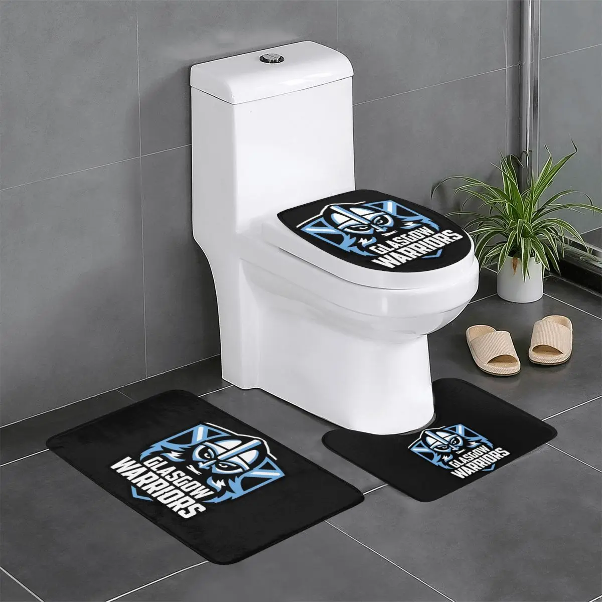 

Glasgow Warriors Icon, 3-х предметный коврик для ванной, набор для ванной комнаты, крышка для унитаза, домашний декор, нескользящий ковер, напольный коврик
