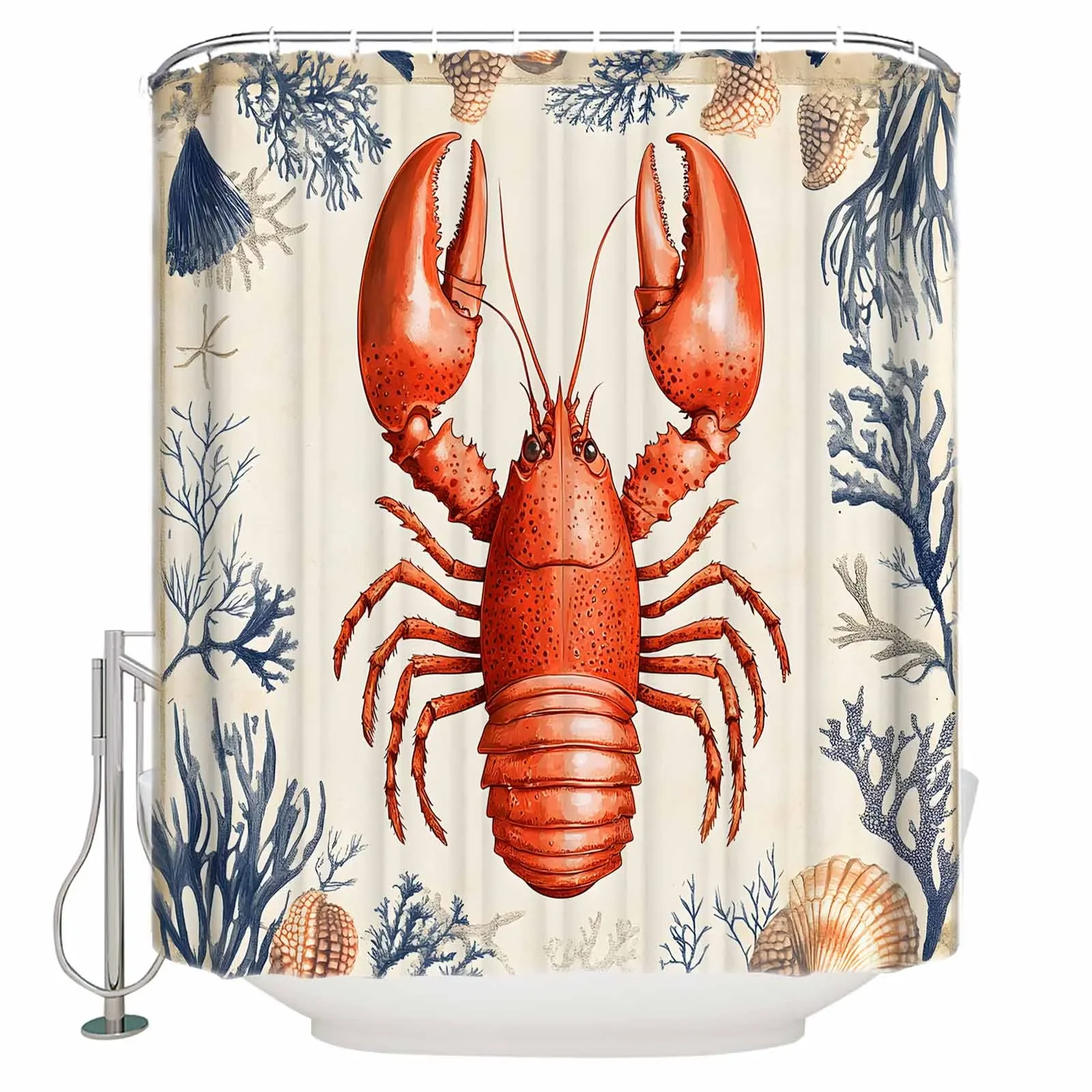 

Ретро океанский лобстер занавески для душа водонепроницаемые занавески для ванной домашний декор современная роскошная занавеска для ванной комнаты