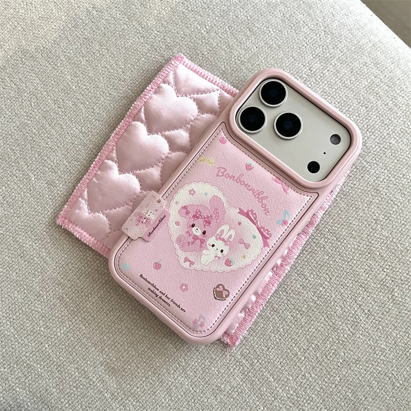 الكورية لطيف الكرتون الأرنب قضية الهاتف آيفون 17 برو 14 15 16 برو ماكس الغطاء الخلفي للصدمات واقية حالات جلدية جميلة C