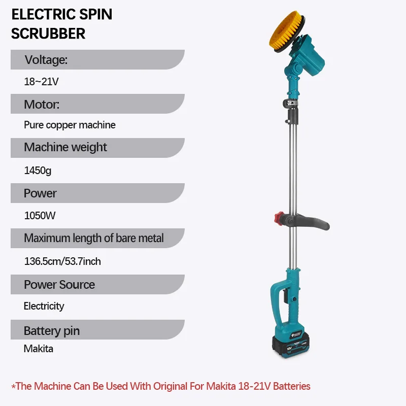 EGOD 1050W Electric Rotary Brush Low Noise Polishing & Grinding Household Scrubber 3-in-1 Cleaning Tool for Makita 18V Battery