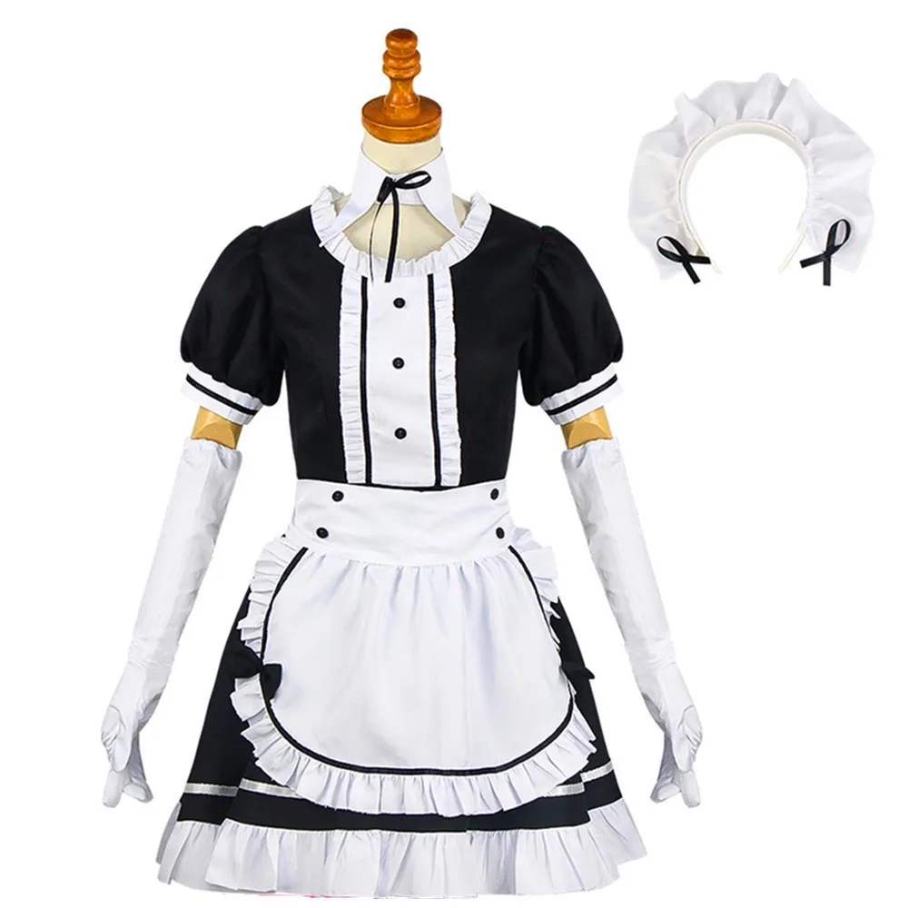 Vrouwen Vintage Cosplay Kostuums Sexy Franse Schort Knecht Outfit Jurk Halloween Feest Alice Serveerster Rollenspel Uniform