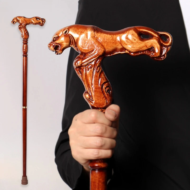 Für 95 cm Luxus Leopard Griff Deutsch Buche Holz Männer Abnehmbare Mode Spazierstock Frauen Bräunlich Rot Elegante Walking Stöcke