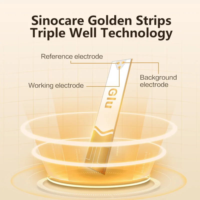 Sinocare Gold AQ Plus Blood Glucose Meter Kit Blood Sugar Test Kit with Golden Strips More Accurate Diabetes Monitor