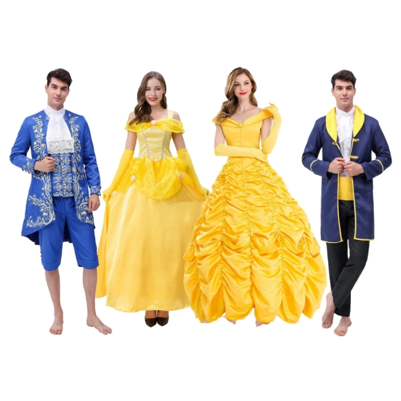 Beauty and Beast costumi Cosplay Belle Princess Dress Prince costumi abiti Halloween Performance Party Clothes for Women Men