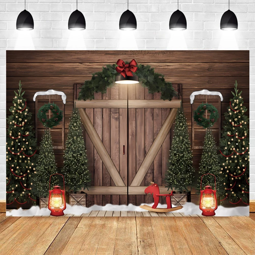 Christmas Backdrop for Photography Winter Window Fireplace Gift Xmas Tree Kids Family Portrait Interior Background Photo Studio