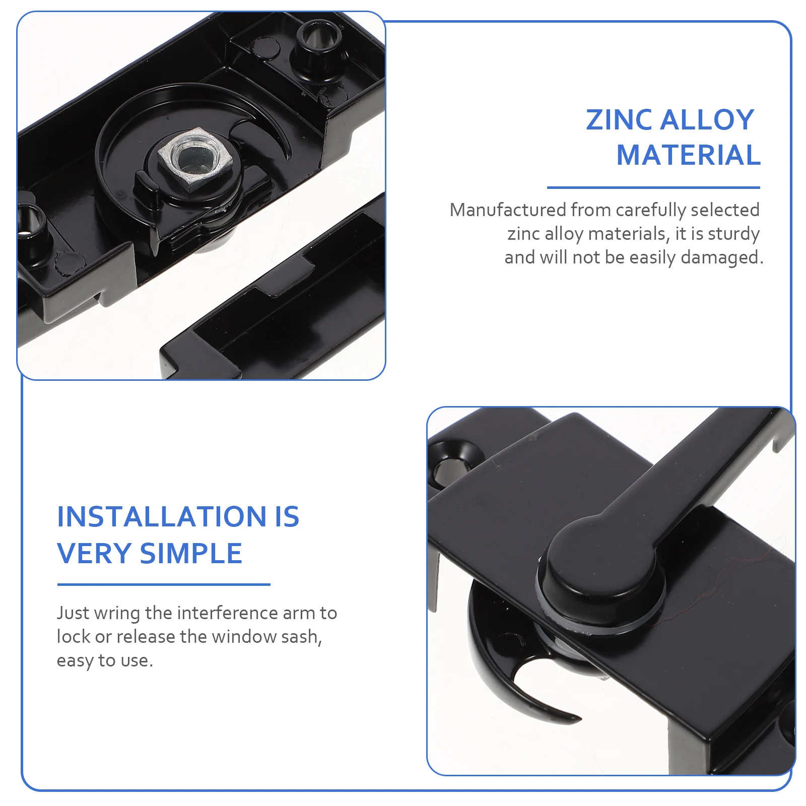 

2 Sets Zinc Alloy Security Anti-Theft Sliding Window Easy Install Sturdy Durable Child Safe Smooth Surface Window Sash Useful