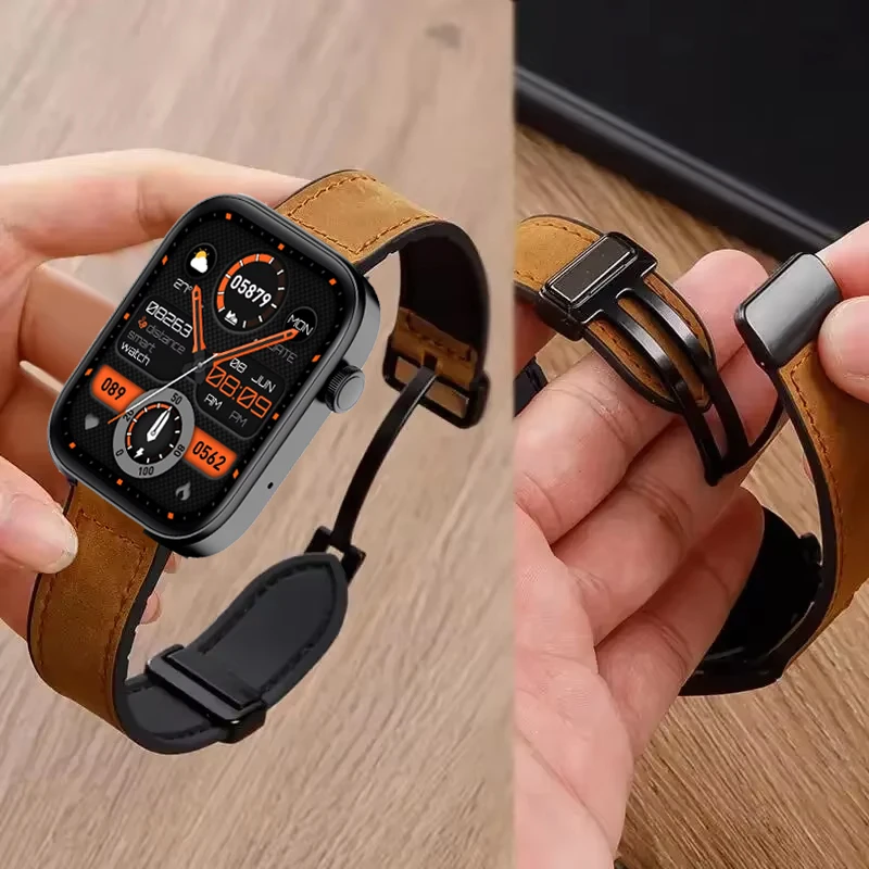 22Mm 20Mm Leather+Silicone Magnetic Strap For Colmi P81 P71 P70 P73/COLMI I28 U…