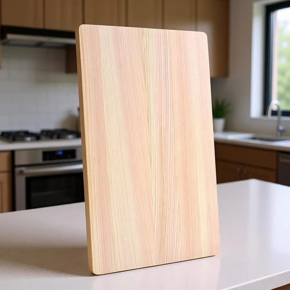 

Large Natural Cypress Wood Cutting Board, High Durability, Japanese Crafted, 16.53x9.44x0.59 inches