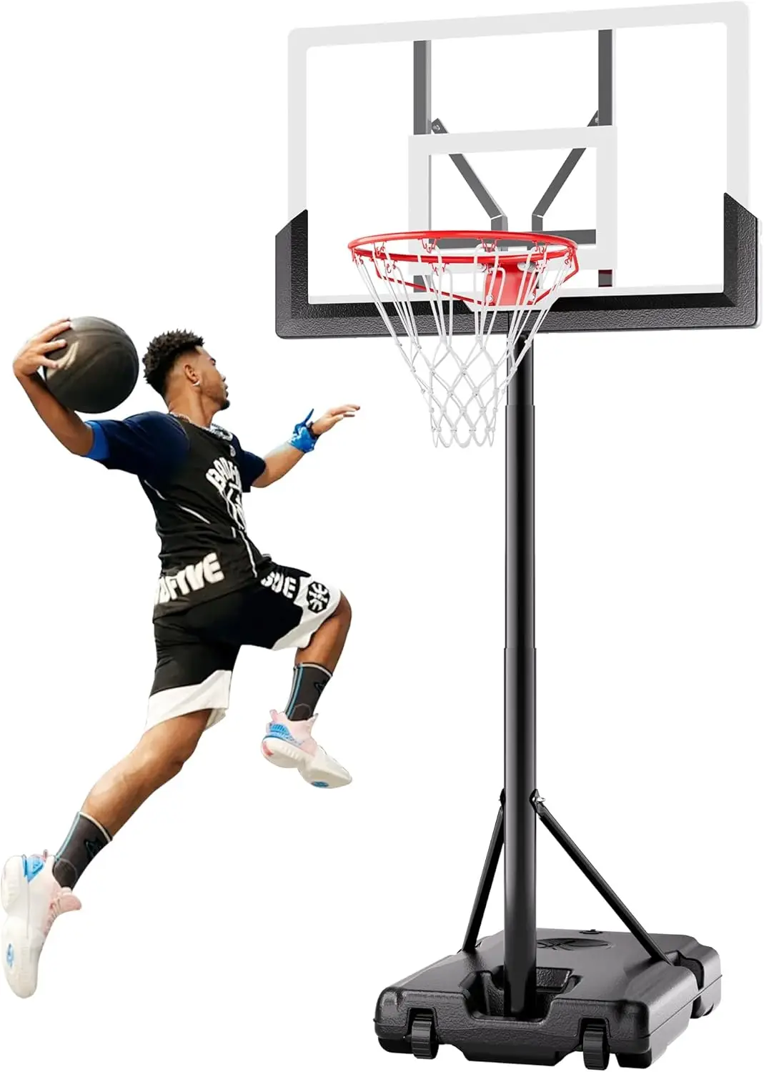 

Portable Adjustable Basketball Hoop 7-10ft with Wheels for Driveway & Backyard